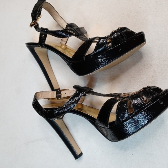 Michael Kors Black Patent Lthr Platform Open Toe B - Picture 7 of 10